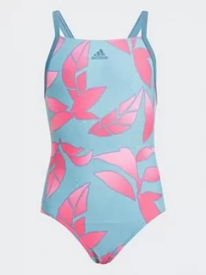 adidas Natureef Swimsuit, Green/Purple, Size 11-12 Years, Women