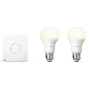 Philips Hue Smart WiFi Dimmable Warm White LED Edison Screw (ES) 60W Twin Light Bulb with Philips Hue Bridge