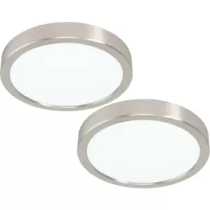 2 PACK Wall / Ceiling Light Satin Nickel 210mm Round Surface 16.5W LED 3000K