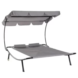 Outsunny Double Hammock Bed W/Pillows-Grey