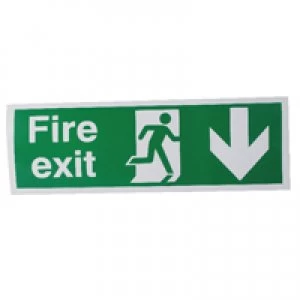 Blick Safety Sign Fire Exit Running Man Arrow Down 150x450mm Self-Adhesive E