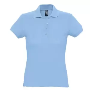 SOLS Womens/Ladies Passion Pique Short Sleeve Polo Shirt (M) (Sky Blue)