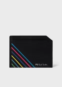 Ps Paul Smith Black Leather 'Sports Stripe' Credit Card Holder