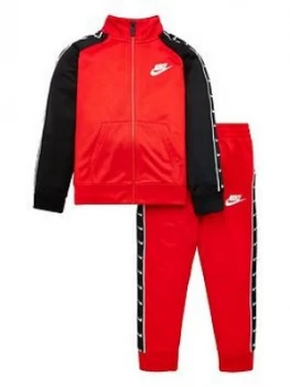 Nike Sportswear Younger Boys Swoosh Taped Tricot Tracksuit - Red/Black, Size 5-6 Years