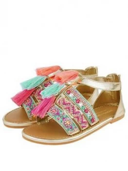 Monsoon Girls Lana Tassel Bright Beaded Sandals - Multi, Size 9 Younger