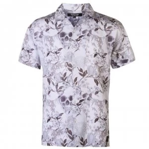 Firetrap Blackseal Printed Casual Shirt - Ecru