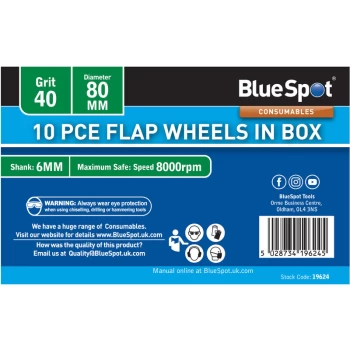 Bluespot - 19624 10 Piece 40 Grit 80MM Flap Wheels In Box