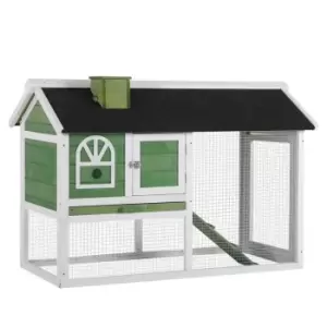 Pawhut Rabbit Hutch For Outdoors & Indoors W/ Pull Out Tray & Ramp - Green