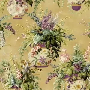 Holden Decor Floral Vase Ochre Wallpaper - 10.05m x 53cm