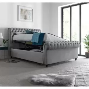 Osborne Grey Velvet Chesterfield Ottoman Bed King Size