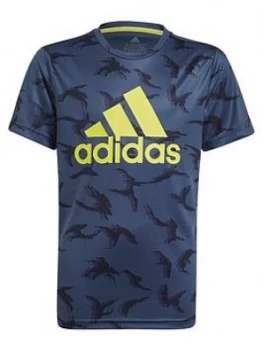 Adidas Boys Camo T-Shirt - Navy/Yellow