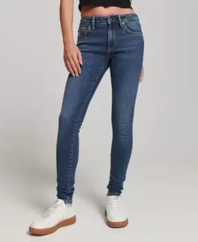 Superdry Womens Organic Cotton Vintage Mid Rise Skinny Jeans Dark Blue / Fulton Vintage Blue - Size: 26/30