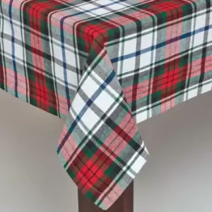 HOMESCAPES Red Macduff Tartan Christmas Tablecloth 140 x 230cm - Red