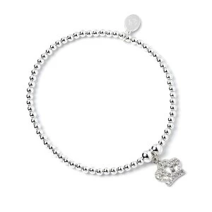 Crystal Crown Charm with Sterling Silver Ball Bead Bracelet