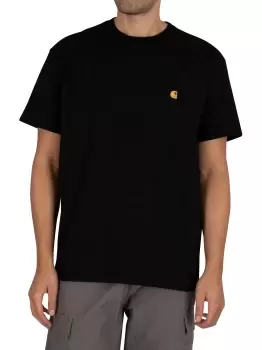 Carhartt Wip Chase T-Shirt, Black / Gold, Male, T-Shirts, I026391.00F