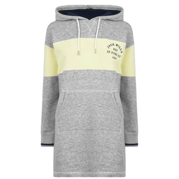 Jack Wills Gathorn Colour Block Mini Hoodie Dress - Grey Marl