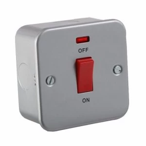 KnightsBridge 45A 1G DP 230V Metal Clad Switch With Neon