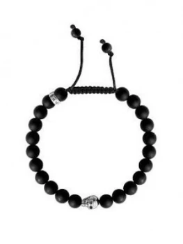 Thomas Sabo Sterling Silver Skull Obsidian Bracelet, One Colour, Men