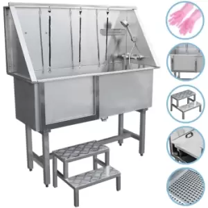 Dog Grooming Bath Steel Pet Wash Station 600mm - Silver