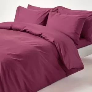 Plum Egyptian Cotton Duvet Cover Set 200 Thread Count, Single - Plum - Plum - Homescapes