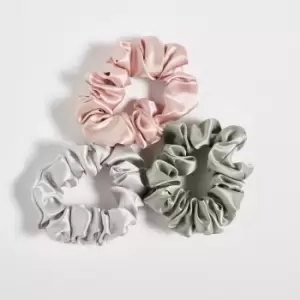 in home 100% Silk Scrunchie 3 pack - Silver, Pink, Sage