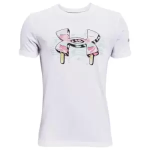 Under Armour Popsicle Short Sleeve T Shirt Junior Girls - White