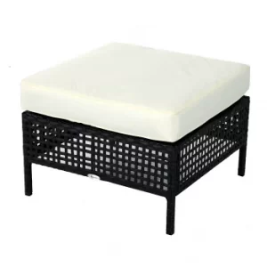 Outsunny Rattan Ottoman 60Lx60Wx31H cm-Black/Beige