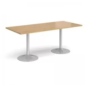 Genoa rectangular dining table with silver trumpet base 1800mm x 800mm