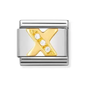 Nomination Classic Gold & CZ Letter X Charm