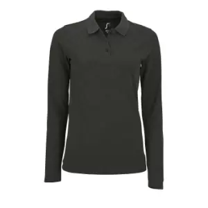 SOLS Womens/Ladies Perfect Long Sleeve Pique Polo Shirt (XXL) (Charcoal Marl)