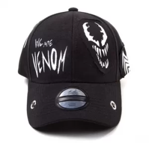 Marvel Comics Venom We Are Venom Grunge Patches Adjustable Baseball Cap- Unisex- Black