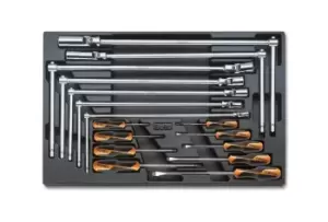 Beta Tools T164 16pc Screwdriver & T-Handle Set in Hard Tray for Roller Cabs