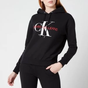 Calvin Klein Jeans Womens Crop Monogram Hoodie - Ck Black - M