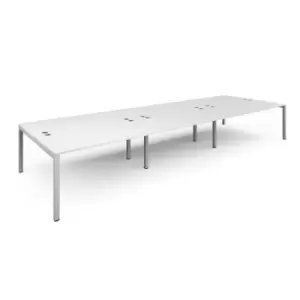 Bench Desk 6 Person Rectangular Desks 4800mm White Tops With White Frames 1600mm Depth Connex