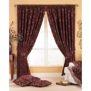 Riva Home Shiraz Pencil Pleat Curtains (66x72 (168x183cm)) (Burgundy)