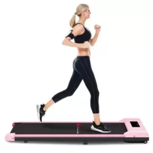 Space Saving Motorised Treadmill Walking Machine with LCD Display Pink