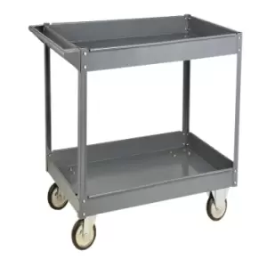 Steel tray service trolley with 2 shelves