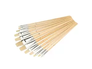 Silverline 633927 Artists Paint Brush Set Flat Tips 12pce