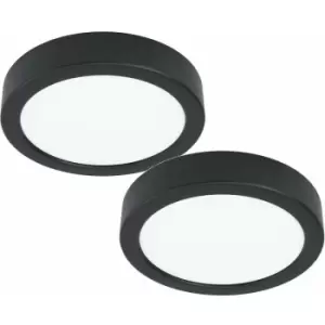 Loops - 2 pack Wall / Ceiling Light Black 160mm Round Surface Mounted 10.5W LED 4000K