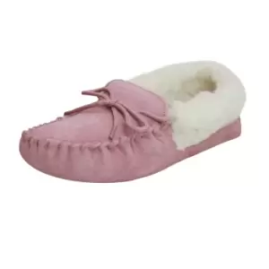 Eastern Counties Leather Womens/Ladies Soft Sole Wool Lined Moccasins (9 UK) (Pink)