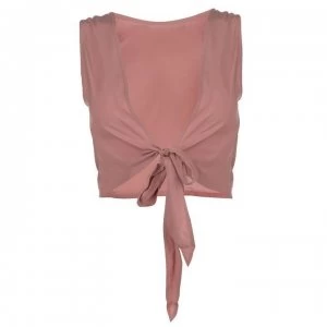 Firetrap Blackseal Bow Tie Back Top - Old Rose