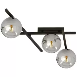 Emibig Smart Black Globe Ceiling Light with Graphite Glass Shades, 3x E14