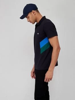 Lacoste Colour Block Short Sleeve Polo - Navy Size XL Men