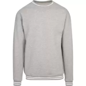 Build Your Brand Mens College Crew Neck Sweat (4XL) (Heather Grey/White)