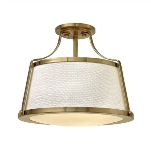 3 Light Semi Flush Ceiling Light Brushed Caramel, E27