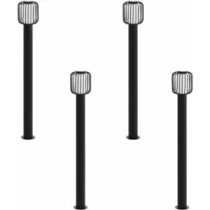 Loops - 4 pack IP44 Outdoor Bollard Light Black Zinc Plated Steel 1x 28W E27 Post