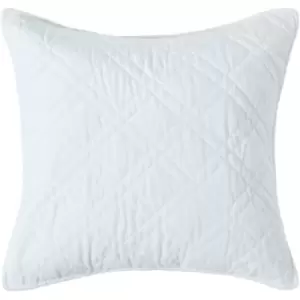 Luxury Cream Quilted Velvet Cushion Cover Geometric 'Paragon Diamond' Pattern, 45 x 45cm - Off white - Off white - Homescapes