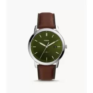 Fossil Mens The Minimalist Solar-Powered Dark Eco Leather Watch - Brown