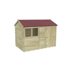 Forest Garden Timberdale 10X6 Reverse Apex Pressure Treated Tongue & Groove Solid Wood Shed With Floor (Base Included) - Assembly Service Included