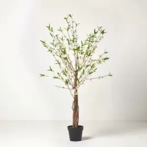 Homescapes - Artificial Blossom Tree with Cream Silk Flowers 5ft - Cream